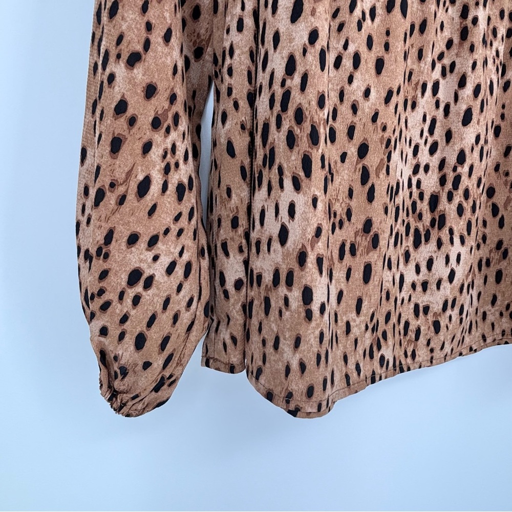 Oddi Leopard Print Blouse Boho Size Small Embroidered Size Small Long Sleeve - Picture 2 of 6